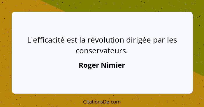 L'efficacité est la révolution dirigée par les conservateurs.... - Roger Nimier