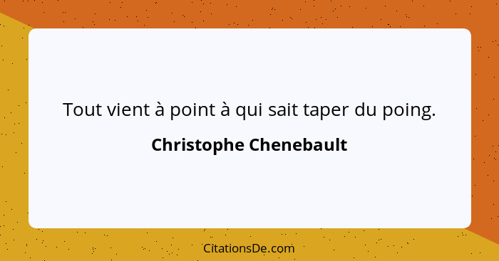 Tout vient à point à qui sait taper du poing.... - Christophe Chenebault