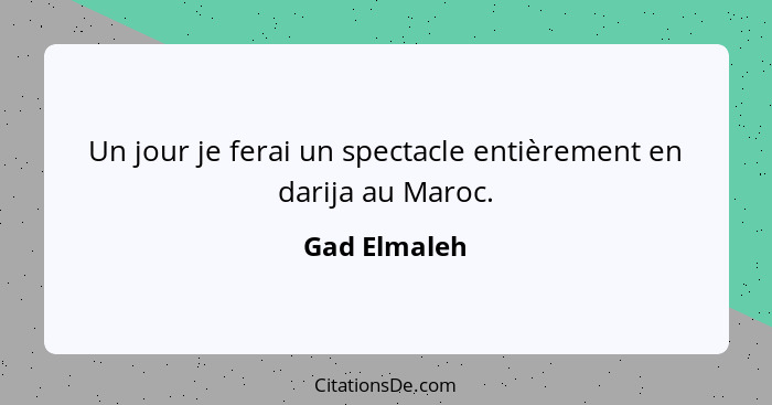 Un jour je ferai un spectacle entièrement en darija au Maroc.... - Gad Elmaleh