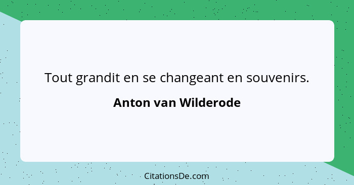 Tout grandit en se changeant en souvenirs.... - Anton van Wilderode