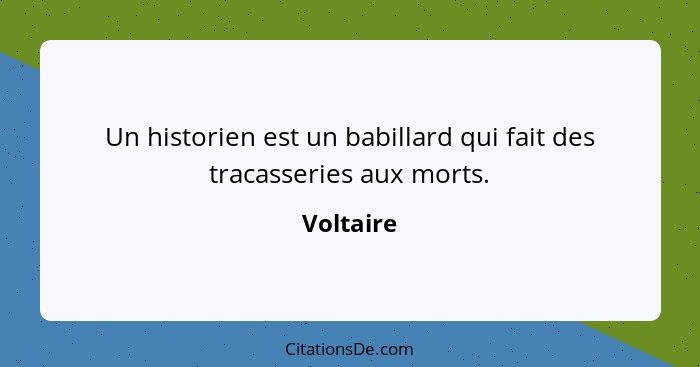 Un historien est un babillard qui fait des tracasseries aux morts.... - Voltaire