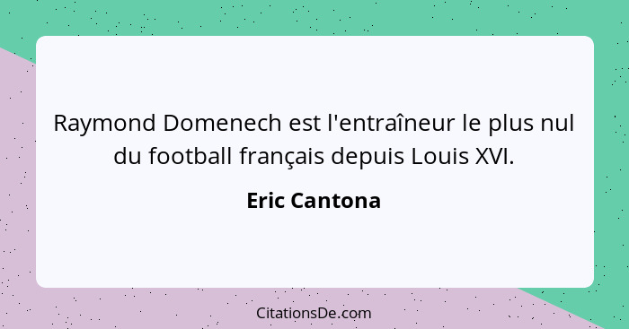 Raymond Domenech est l'entraîneur le plus nul du football français depuis Louis XVI.... - Eric Cantona