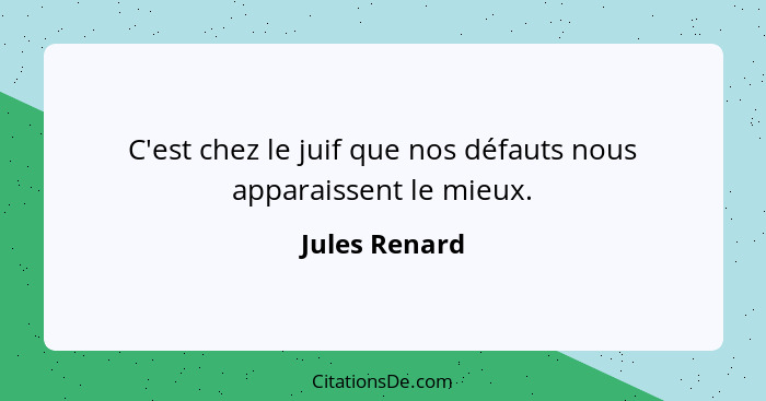 C'est chez le juif que nos défauts nous apparaissent le mieux.... - Jules Renard