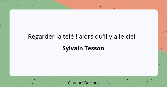 Regarder la télé ! alors qu'il y a le ciel !... - Sylvain Tesson