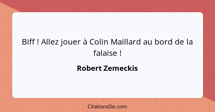 Biff ! Allez jouer à Colin Maillard au bord de la falaise !... - Robert Zemeckis