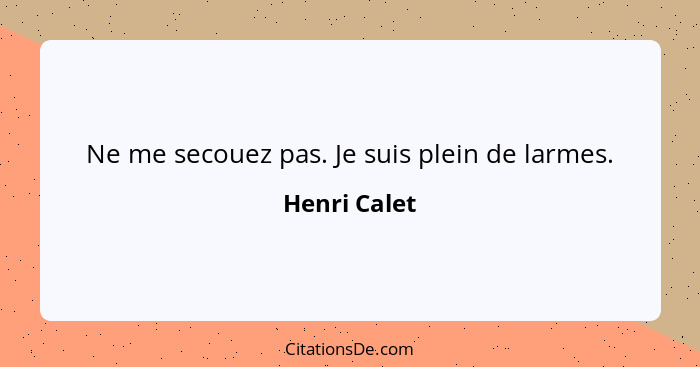 Ne me secouez pas. Je suis plein de larmes.... - Henri Calet