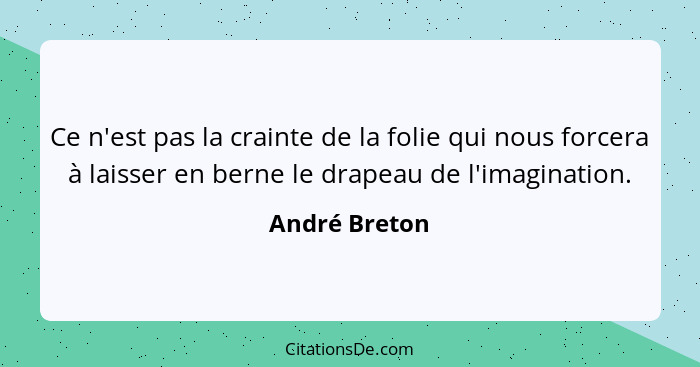 Ce n'est pas la crainte de la folie qui nous forcera à laisser en berne le drapeau de l'imagination.... - André Breton