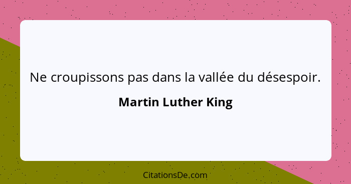 Ne croupissons pas dans la vallée du désespoir.... - Martin Luther King