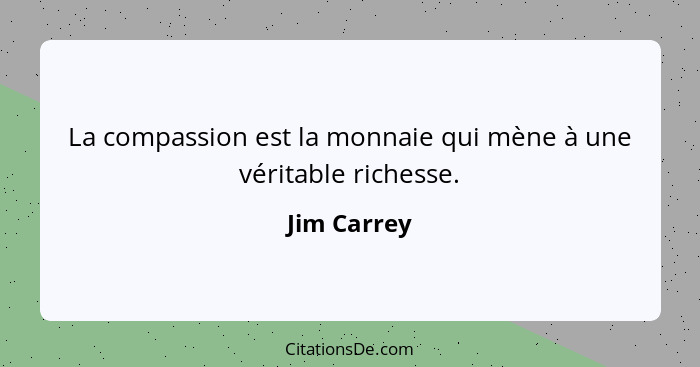 La compassion est la monnaie qui mène à une véritable richesse.... - Jim Carrey