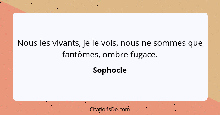 Nous les vivants, je le vois, nous ne sommes que fantômes, ombre fugace.... - Sophocle