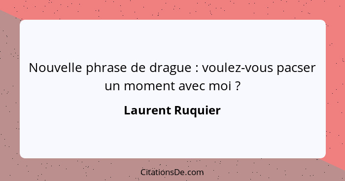 Nouvelle phrase de drague : voulez-vous pacser un moment avec moi ?... - Laurent Ruquier