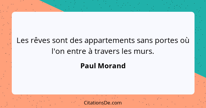 Les rêves sont des appartements sans portes où l'on entre à travers les murs.... - Paul Morand