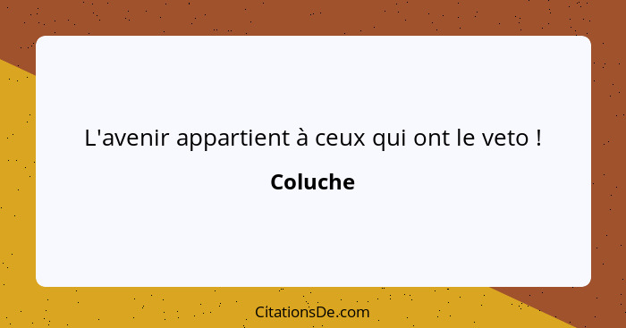 L'avenir appartient à ceux qui ont le veto !... - Coluche