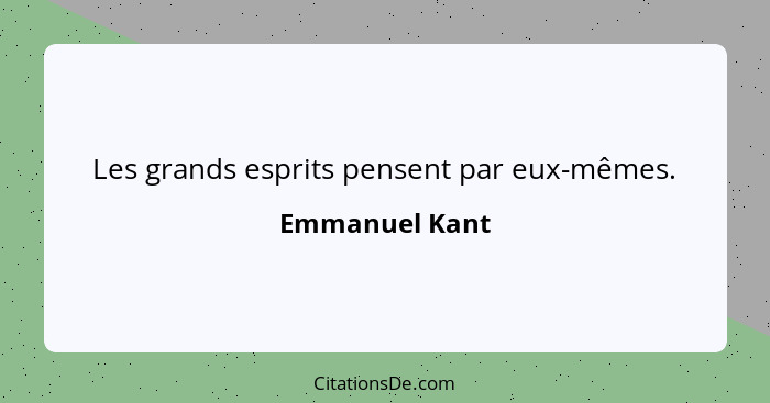 Les grands esprits pensent par eux-mêmes.... - Emmanuel Kant