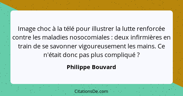 Image choc à la télé pour illustrer la lutte renforcée contre les maladies nosocomiales : deux infirmières en train de se savo... - Philippe Bouvard