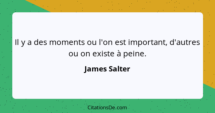 Il y a des moments ou l'on est important, d'autres ou on existe à peine.... - James Salter