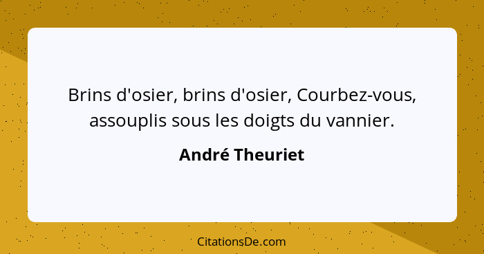 Brins d'osier, brins d'osier, Courbez-vous, assouplis sous les doigts du vannier.... - André Theuriet