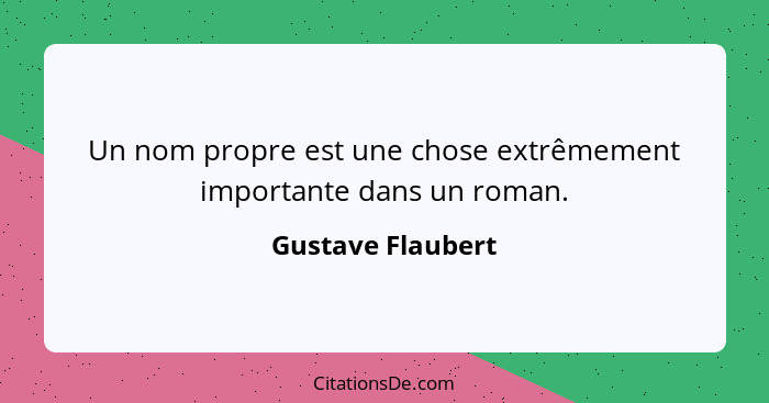 Un nom propre est une chose extrêmement importante dans un roman.... - Gustave Flaubert