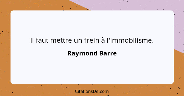 Il faut mettre un frein à l'immobilisme.... - Raymond Barre