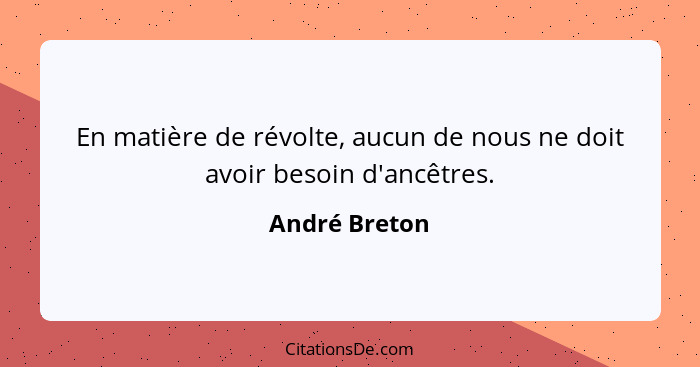 En matière de révolte, aucun de nous ne doit avoir besoin d'ancêtres.... - André Breton