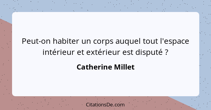 Peut-on habiter un corps auquel tout l'espace intérieur et extérieur est disputé ?... - Catherine Millet