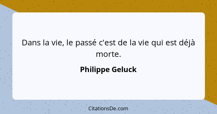 Dans la vie, le passé c'est de la vie qui est déjà morte.... - Philippe Geluck