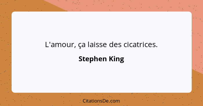 L'amour, ça laisse des cicatrices.... - Stephen King