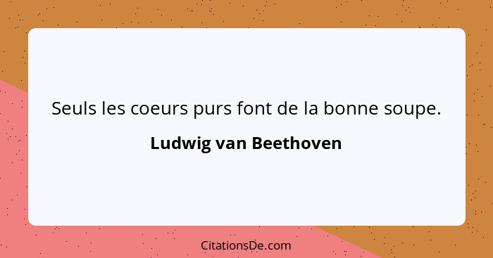 Seuls les coeurs purs font de la bonne soupe.... - Ludwig van Beethoven