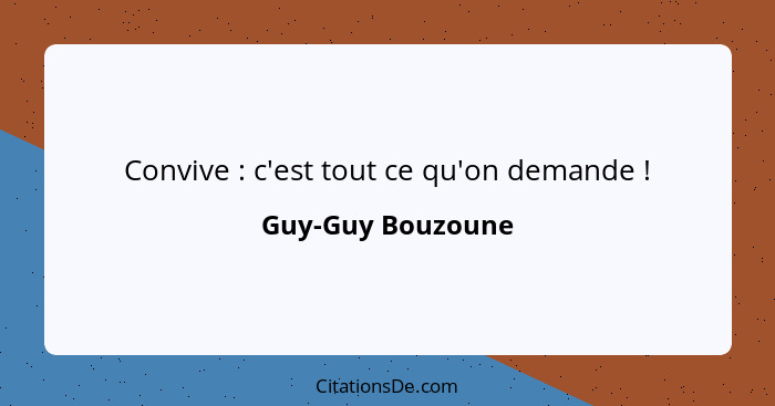 Convive : c'est tout ce qu'on demande !... - Guy-Guy Bouzoune