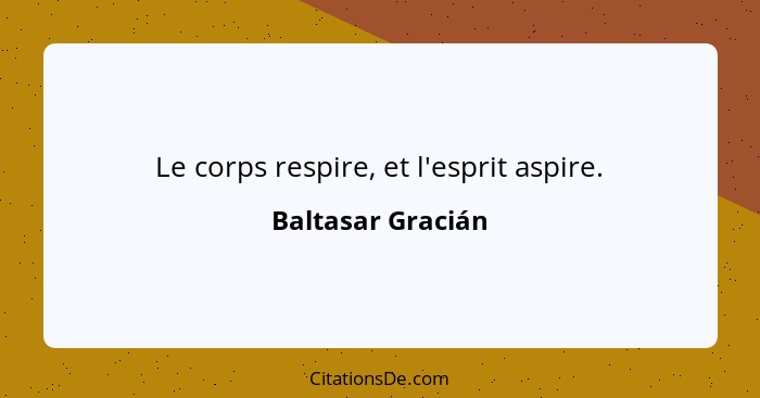 Le corps respire, et l'esprit aspire.... - Baltasar Gracián