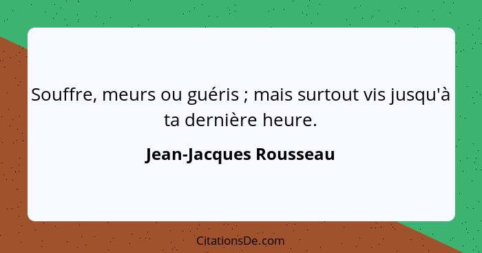 Souffre, meurs ou guéris ; mais surtout vis jusqu'à ta dernière heure.... - Jean-Jacques Rousseau