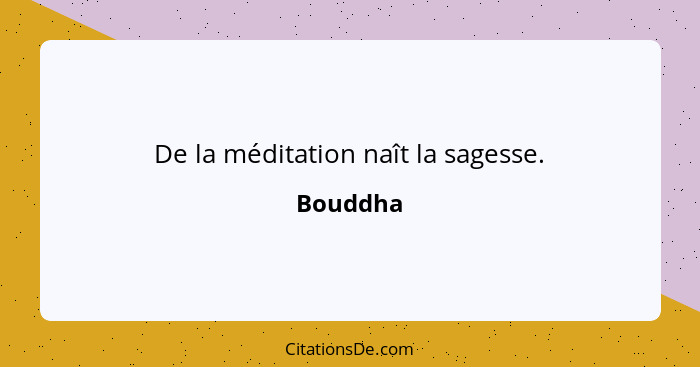 De la méditation naît la sagesse.... - Bouddha