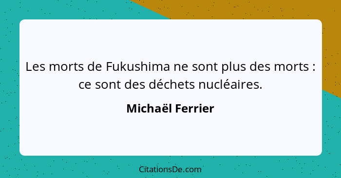 Les morts de Fukushima ne sont plus des morts : ce sont des déchets nucléaires.... - Michaël Ferrier