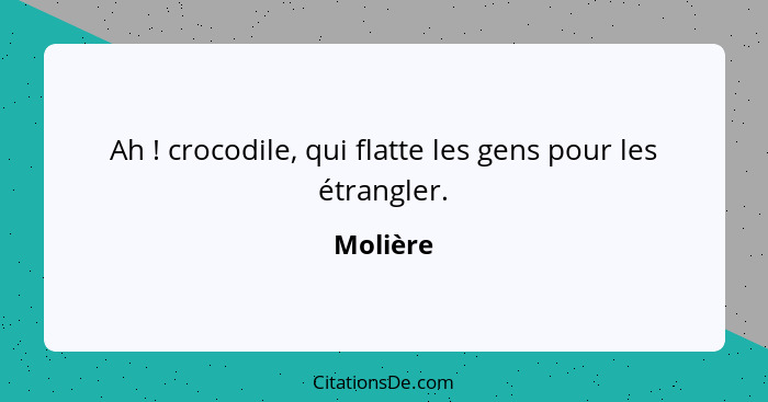 Ah ! crocodile, qui flatte les gens pour les étrangler.... - Molière