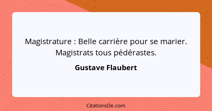 Magistrature : Belle carrière pour se marier. Magistrats tous pédérastes.... - Gustave Flaubert