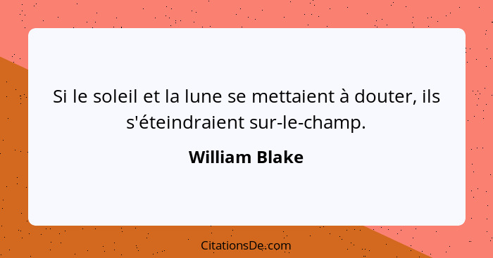 Si le soleil et la lune se mettaient à douter, ils s'éteindraient sur-le-champ.... - William Blake