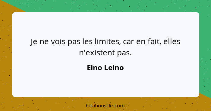 Je ne vois pas les limites, car en fait, elles n'existent pas.... - Eino Leino