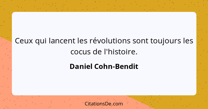 Ceux qui lancent les révolutions sont toujours les cocus de l'histoire.... - Daniel Cohn-Bendit