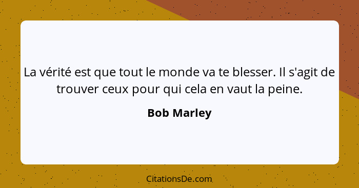 Bob Marley La Verite Est Que Tout Le Monde Va Te Blesser