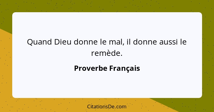 Quand Dieu donne le mal, il donne aussi le remède.... - Proverbe Français