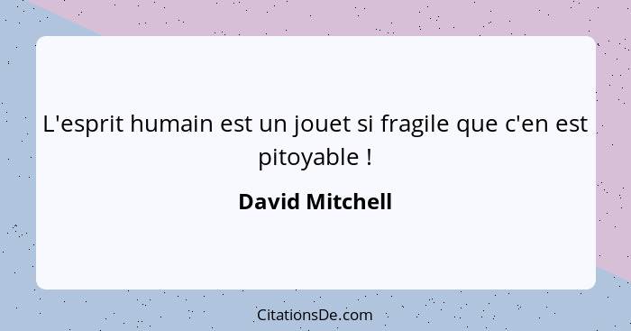 L'esprit humain est un jouet si fragile que c'en est pitoyable !... - David Mitchell
