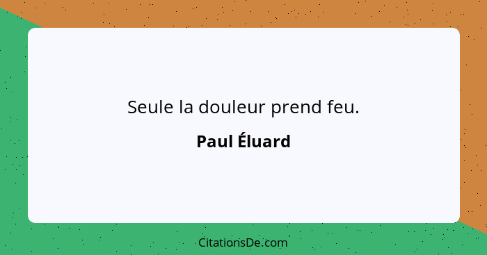 Seule la douleur prend feu.... - Paul Éluard