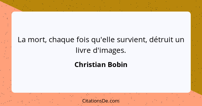 La mort, chaque fois qu'elle survient, détruit un livre d'images.... - Christian Bobin