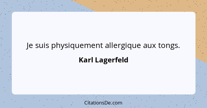 Je suis physiquement allergique aux tongs.... - Karl Lagerfeld