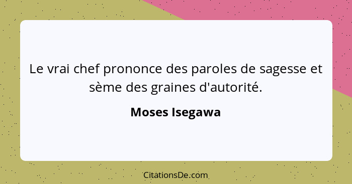 Le vrai chef prononce des paroles de sagesse et sème des graines d'autorité.... - Moses Isegawa