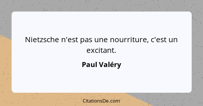 Nietzsche n'est pas une nourriture, c'est un excitant.... - Paul Valéry