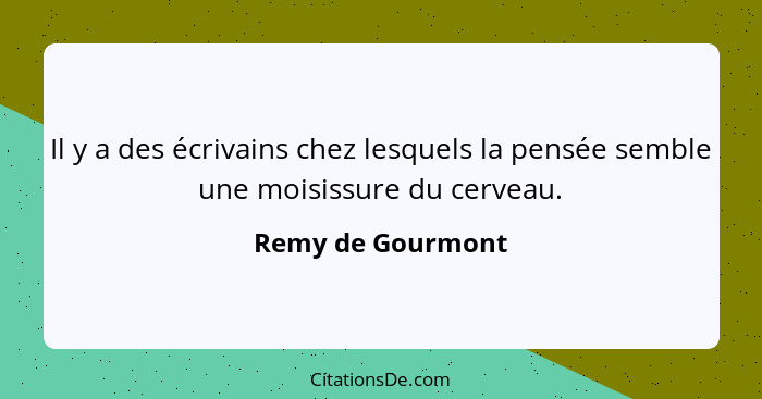 Il y a des écrivains chez lesquels la pensée semble une moisissure du cerveau.... - Remy de Gourmont