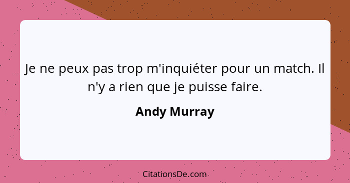 Je ne peux pas trop m'inquiéter pour un match. Il n'y a rien que je puisse faire.... - Andy Murray