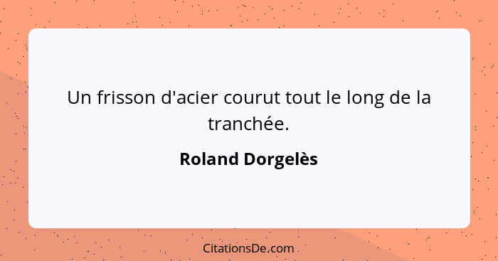 Un frisson d'acier courut tout le long de la tranchée.... - Roland Dorgelès