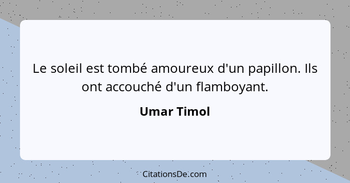 Le soleil est tombé amoureux d'un papillon. Ils ont accouché d'un flamboyant.... - Umar Timol